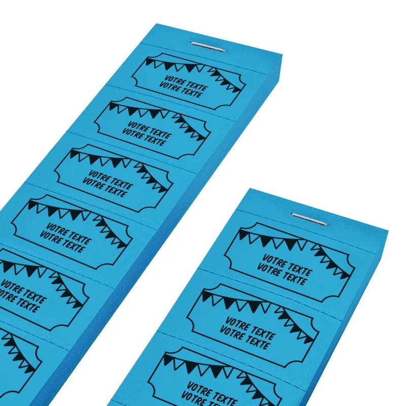 Carnet de tickets à personnaliser fête avec 2 lignes - 1000 tickets