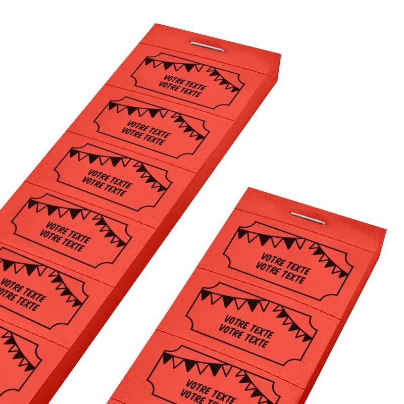 Carnet de tickets à personnaliser fête avec 2 lignes - 1000 tickets