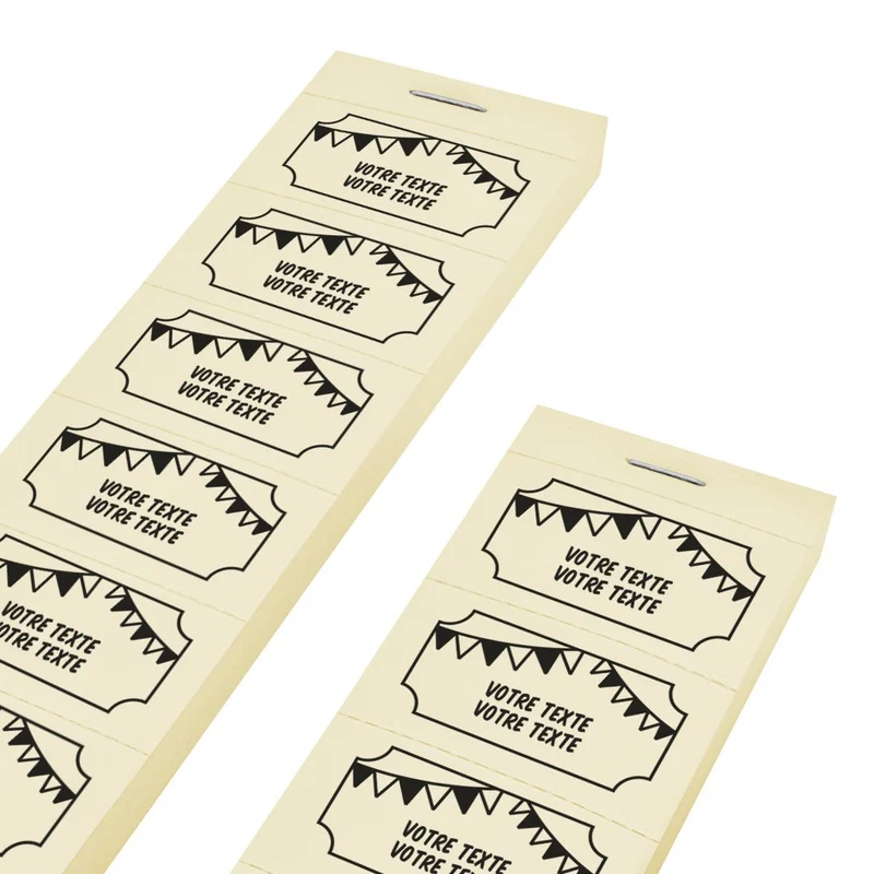 Carnet de tickets à personnaliser fête avec 2 lignes - 1000 tickets
