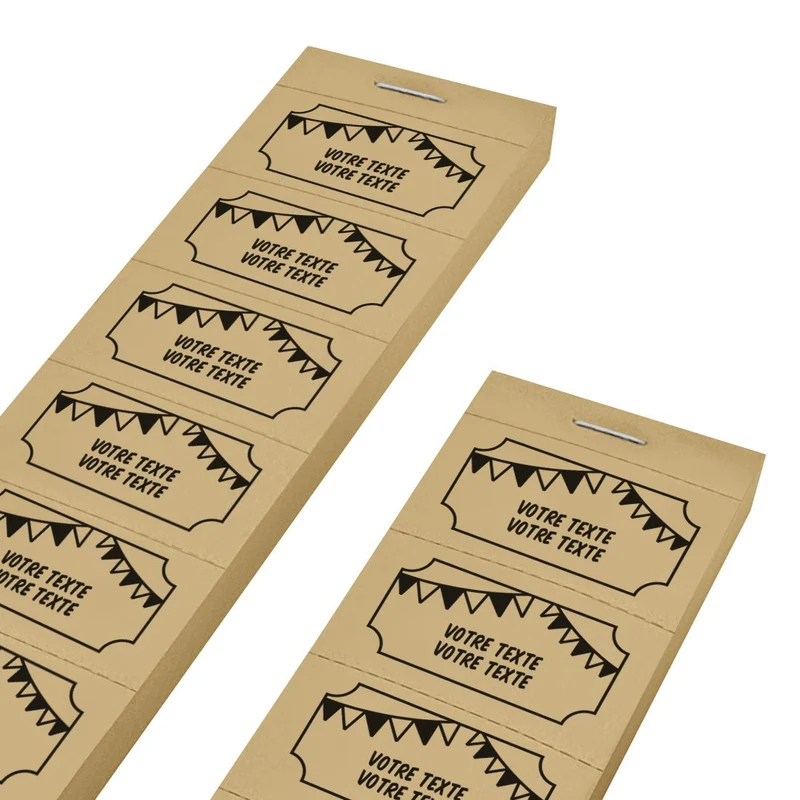 Carnet de tickets à personnaliser fête avec 2 lignes - 1000 tickets