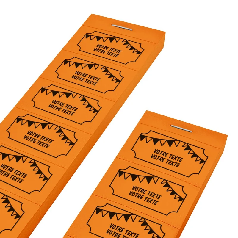 Carnet de tickets à personnaliser fête avec 2 lignes - 1000 tickets