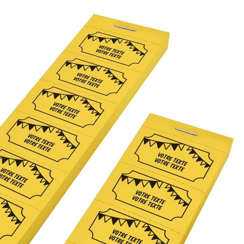 Carnet de tickets à personnaliser fête avec 2 lignes - 1000 tickets