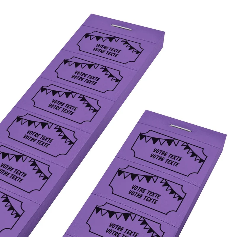Carnet de tickets à personnaliser fête avec 2 lignes - 1000 tickets