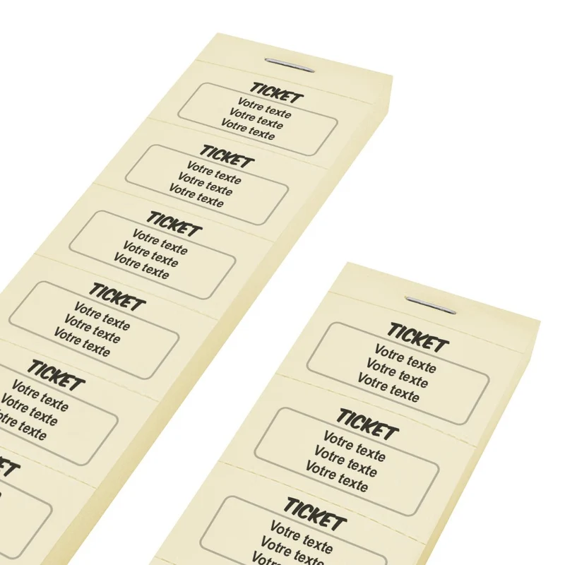 Carnet de tickets à personnaliser avec 3 lignes - 1000 tickets