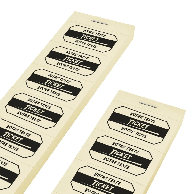 Carnet de tickets à personnaliser avec 2 lignes - 1000 tickets