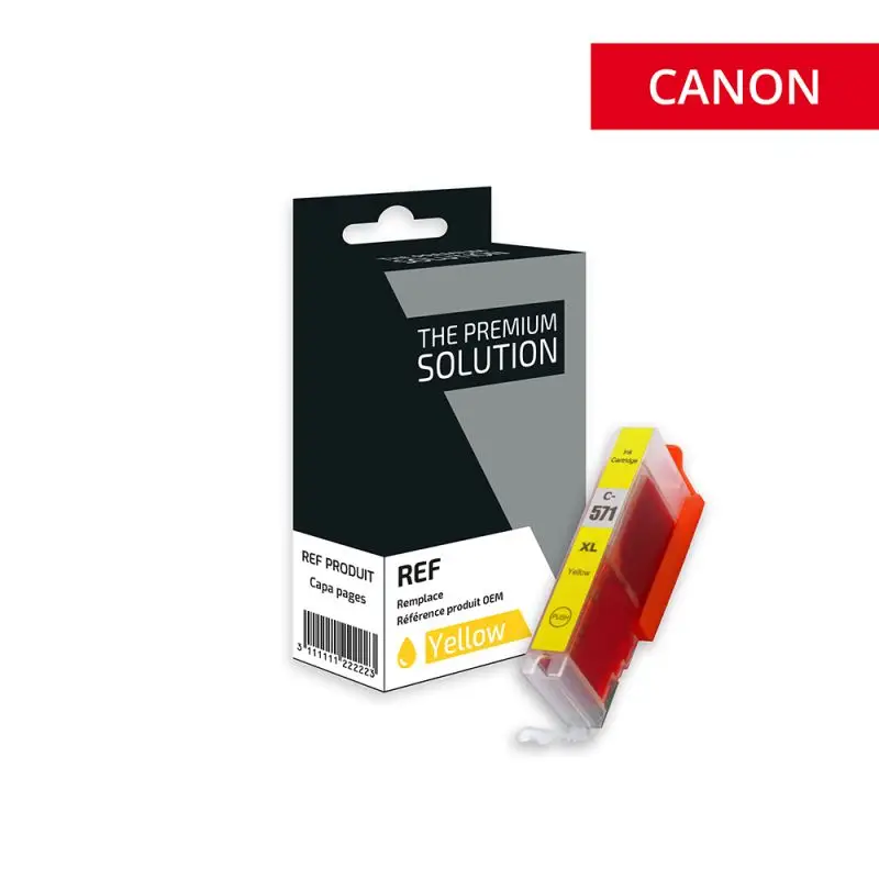 Canon 571XL Cartouche Jaune compatible équivalent à CLI571YXL, 0334C001