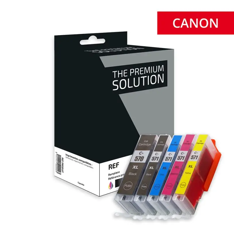 Canon 570XL/571XL Cartouche Pack 5 Couleurs compatible équivalent à PGI570, CLI571XL