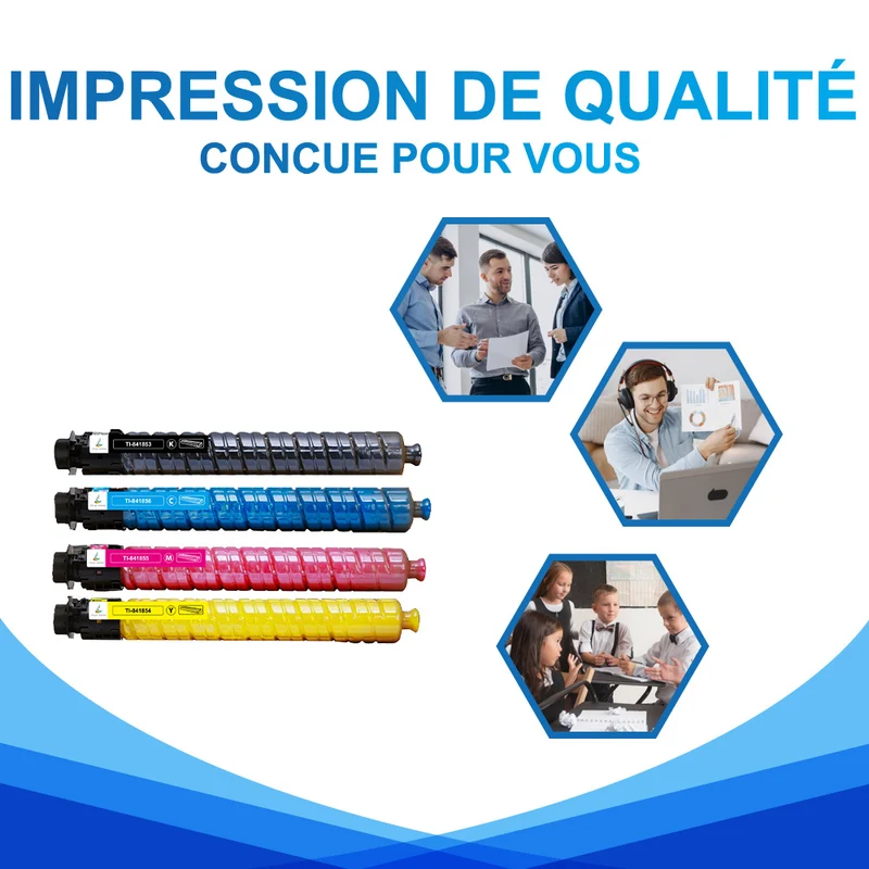 Pack Ricoh MPC4503 CMYK Toners Compatibles Ricoh Aficio MP C4503, C5503