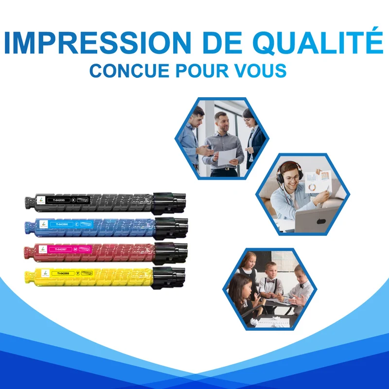 Pack Ricoh MPC406 CMYK Toners Compatibles Ricoh Aficio MP C306, C307, C406