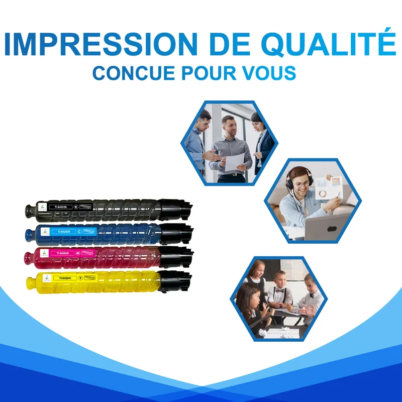 Pack Ricoh MPC300 CMYK Toners Compatibles Ricoh Aficio MP C300, C300SR, C400, C400SR, C401