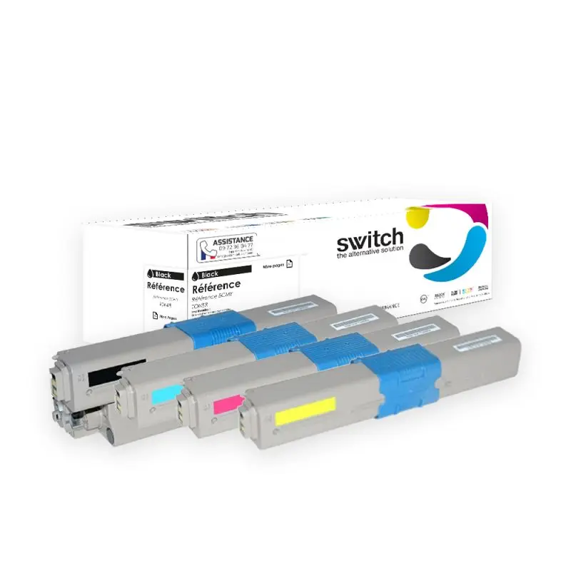 OKI C310 Toner Pack 4 Couleurs compatible équivalent à 44469803, 44469706, 44469705 · Switch