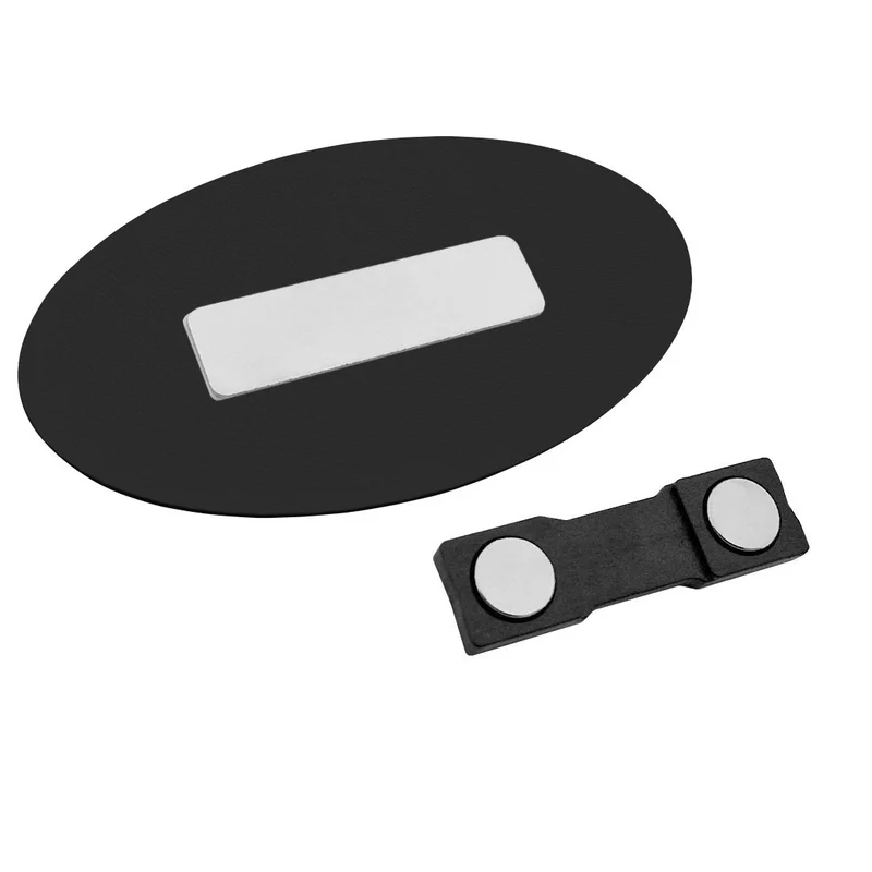 Badge nominatif en plastique avec propre texte - soins rouge et bleu - 85 x 45 mm - par pièce