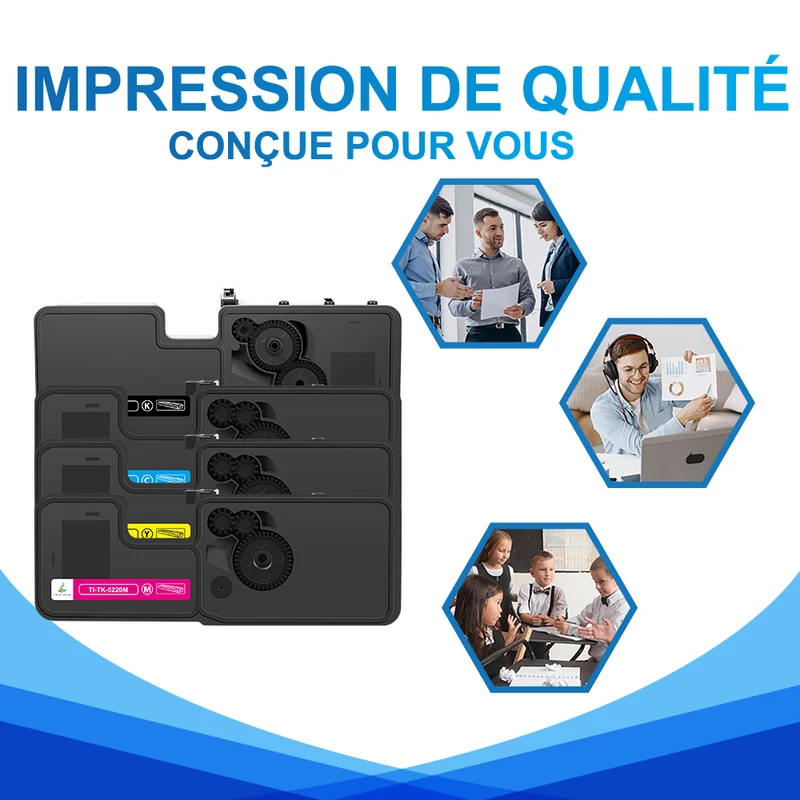 Pack 4 Couleurs Kyocera TK-5220 CMYK Toners Compatibles