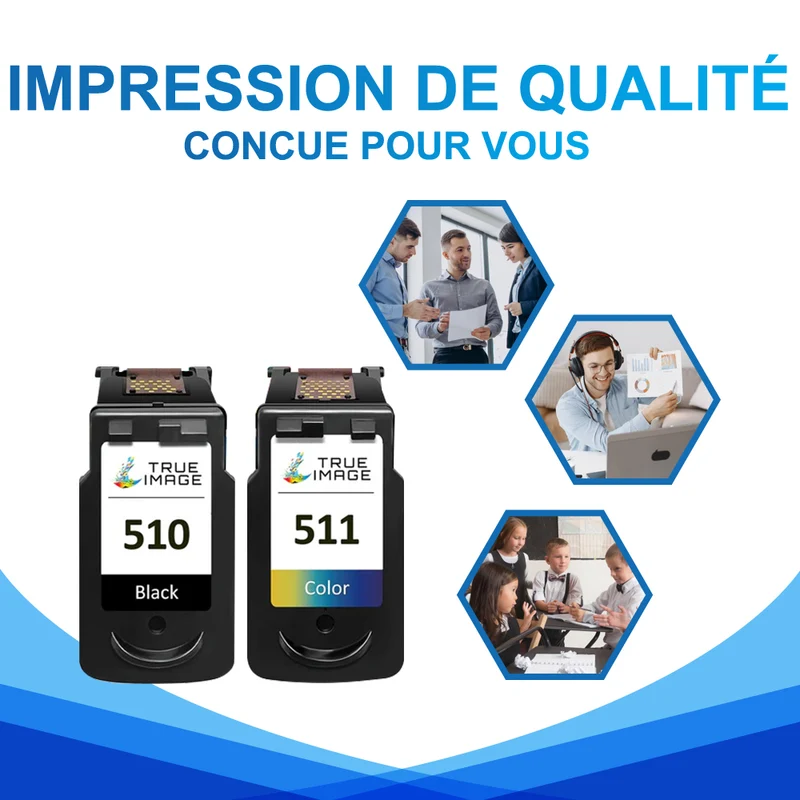 Pack Compatible Canon PG-510XL CL-511XL (BK + CMY) Cartouche d'encre