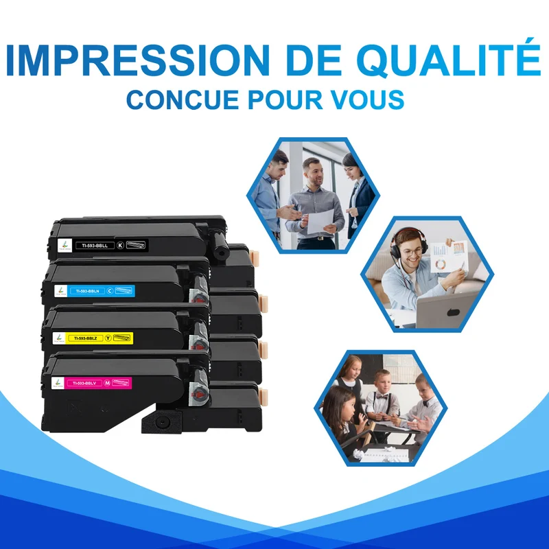 4 Kits de Toner Dell 593-BBL Compatibles