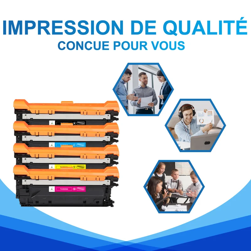 Pack HP 504A CMYK Toners Compatibles | CE250X CE251A CE252A CE253A
