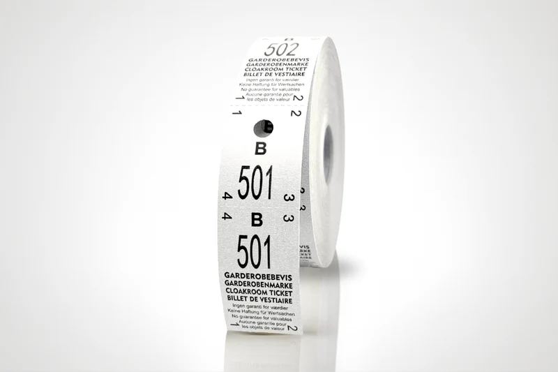 Tickets vestiaire 2-parties (500pcs)