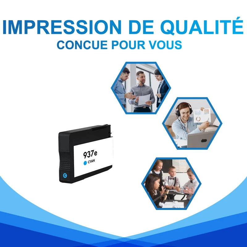 HP 937 937e Cyan Cartouche d'encre compatible | 4S6W2NE 4S6W6NE