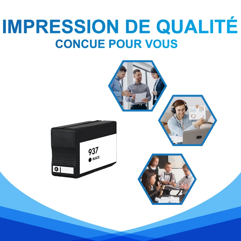 HP 937 937e Noir Cartouche d'encre compatible | 4S6W5NE 4S6W9NE