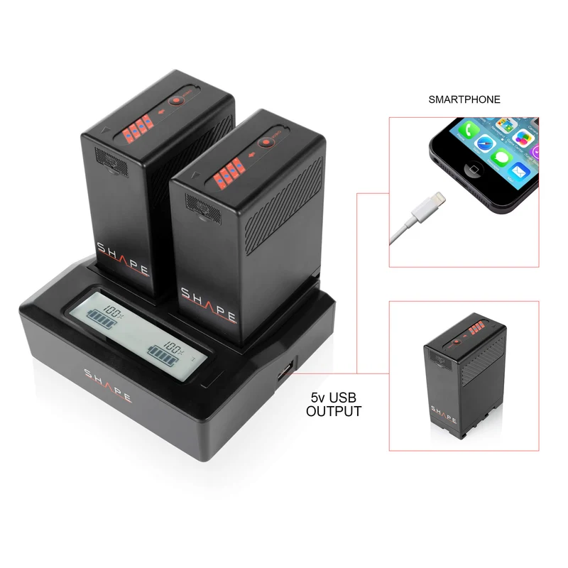 Ensemble 2 Piles BP-U65 lithium-ion avec Chargeur Double LCD
