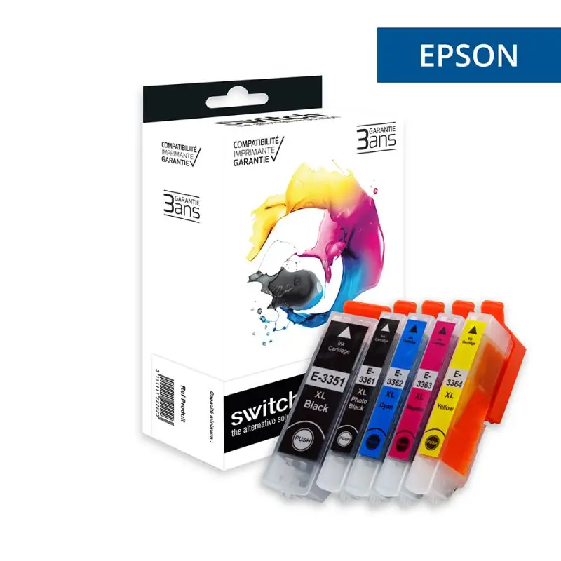 Epson 33XL Orange Cartouche Pack 5 Couleurs compatible équivalent à C13T33574012 · Switch