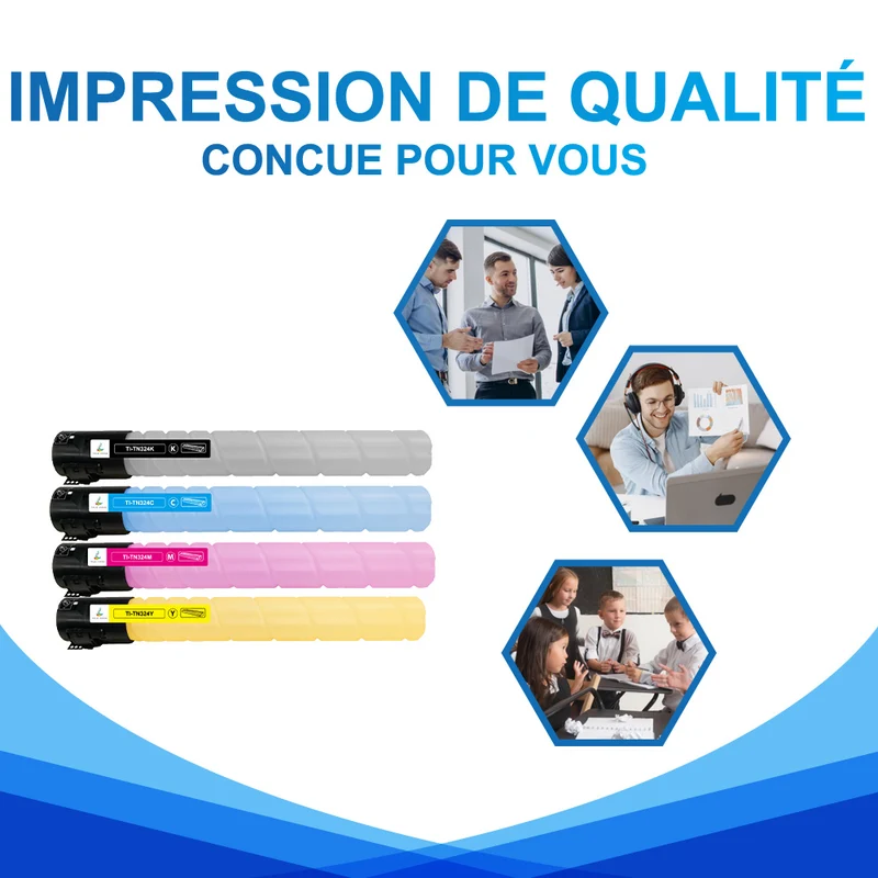 Pack Konica Minolta TN324 CMYK Toners Compatibles Konica Minolta bizhub C258, C308, C368