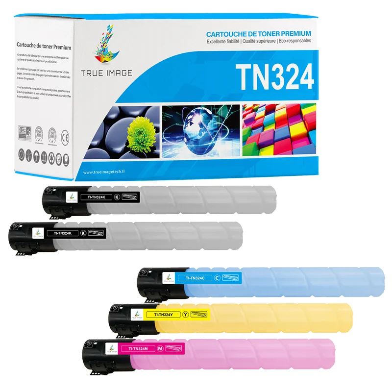 Pack Konica Minolta TN324 CMYK Toners Compatibles Konica Minolta bizhub C258, C308, C368