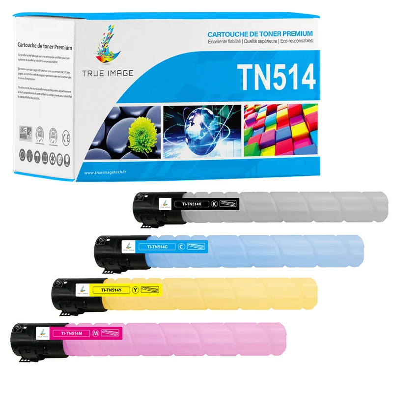 Pack Konica Minolta TN514 CMYK Toners Compatibles Konica Minolta bizhub C458, C558, C658