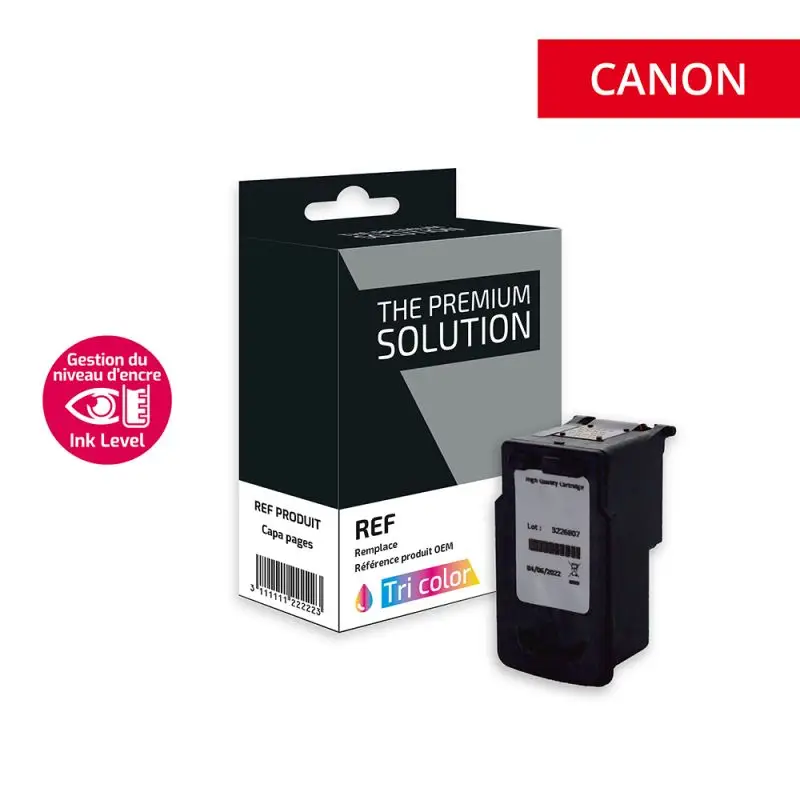 Canon 513 Cartouche Tricolore remanufacturé équivalent à CL513, 2971B001 avec niveau d encre