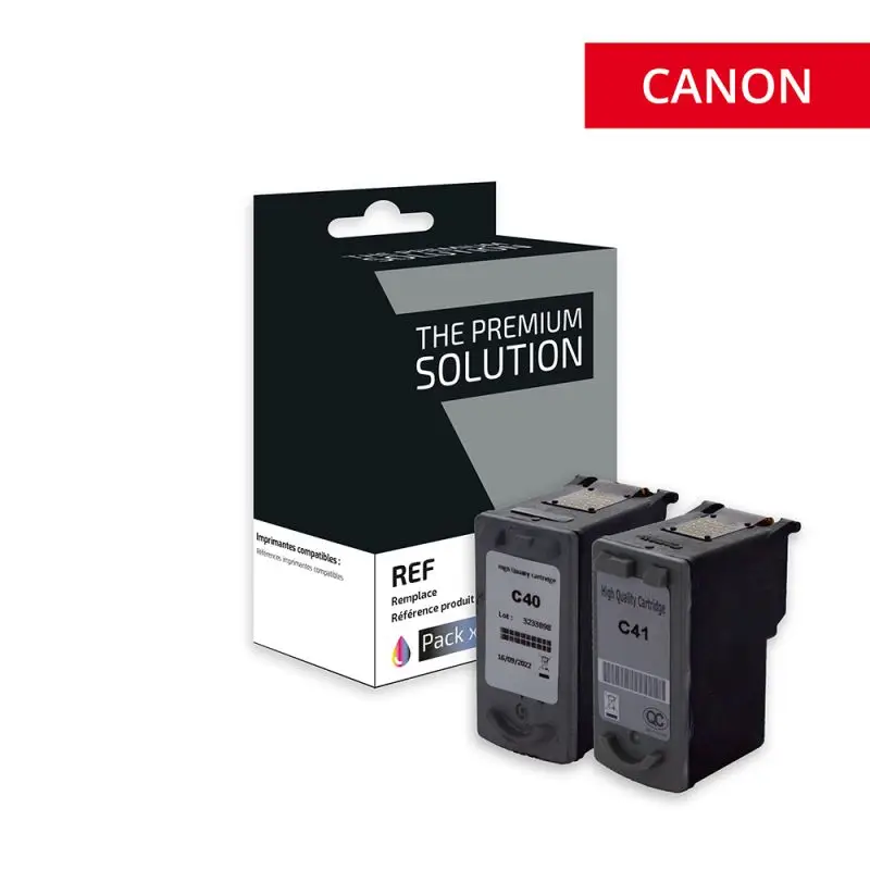Canon 40/41 Cartouche Pack 4 Couleurs remanufacturé équivalent à PG40, CL41, 0615B001