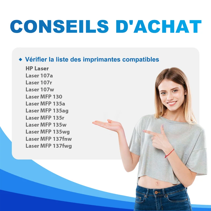 HP 106A Multipack de Toners Noir Compatibles W1106A avec puce