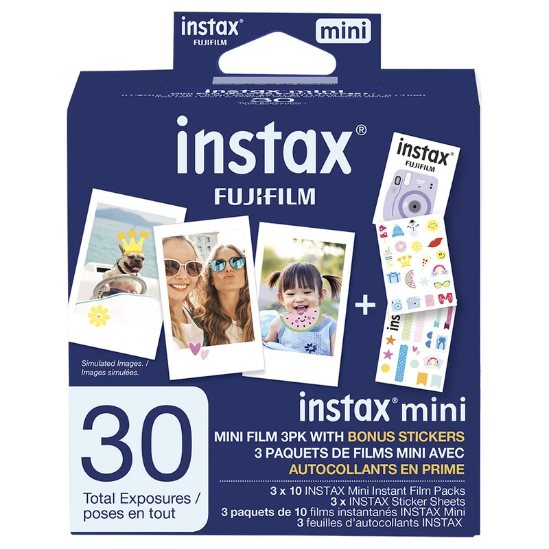 Film Instantané Instax Mini (30 poses) avec autocollants
