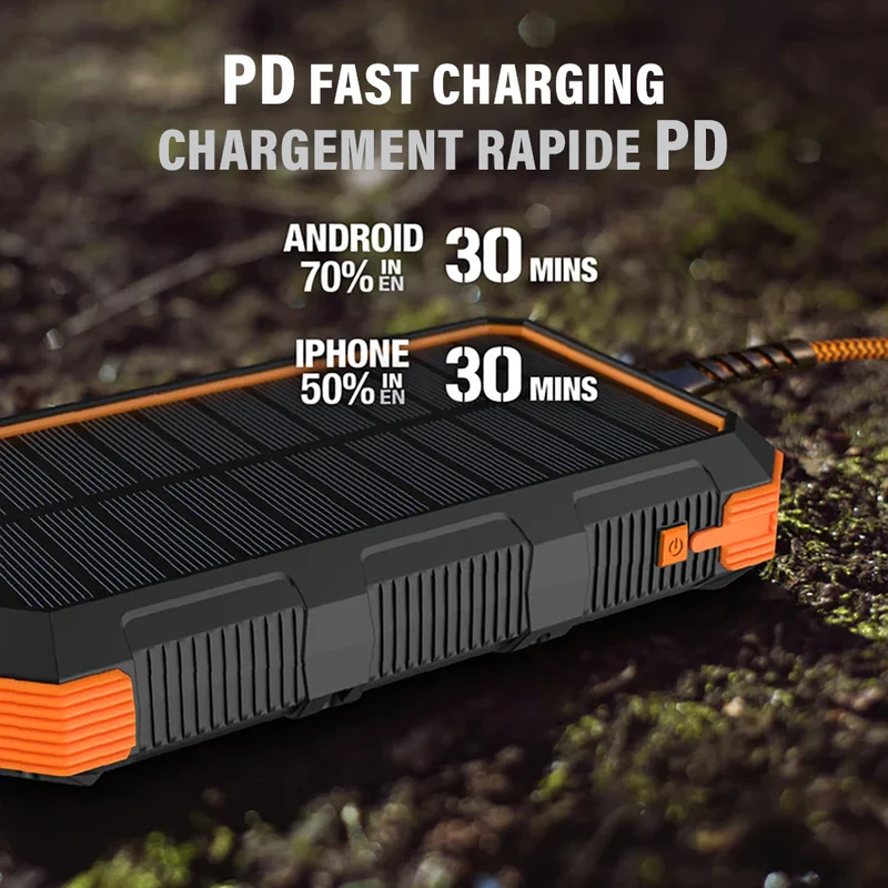 Chargeur Portable avec Panneau Solaire 24000 mAh