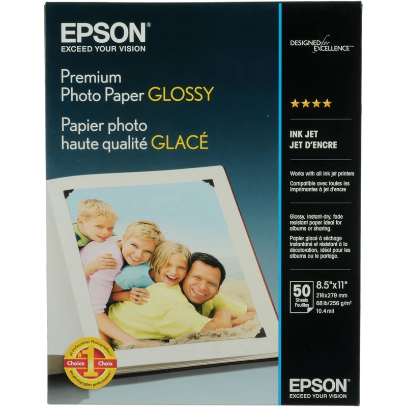 Papier Photo Haute Qualité Glacé 8.5x11po (50 Feuilles)
