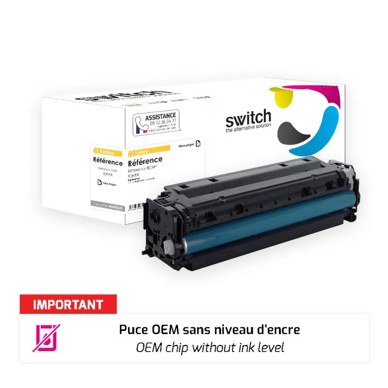 HP 207X Toner Jaune compatible puce OEM équivalent à W2212X · Switch