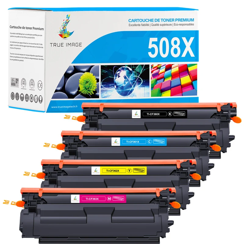 Pack 4 Couleurs HP 508X CMYK Toners Compatibles | CF360X CF361X CF362X CF363X