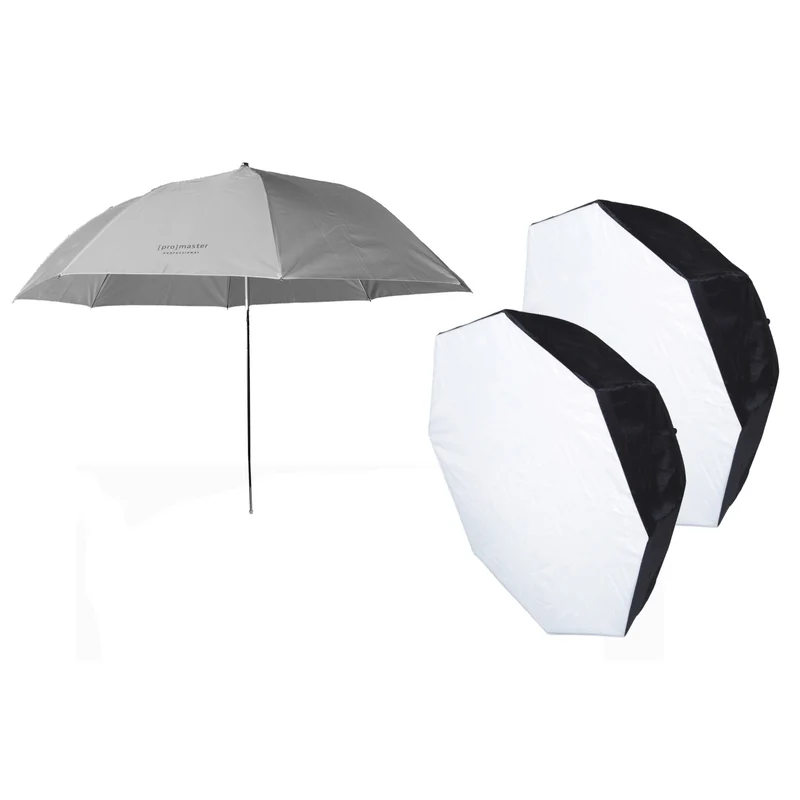 Ensemble Studio Parapluie et 2 Boîtes de Diffusion Octogonal 36 po