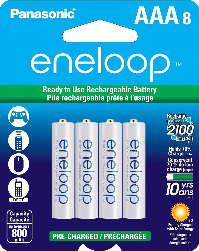 Piles Eneloop Rechargeables AAA (Paquet de 8)