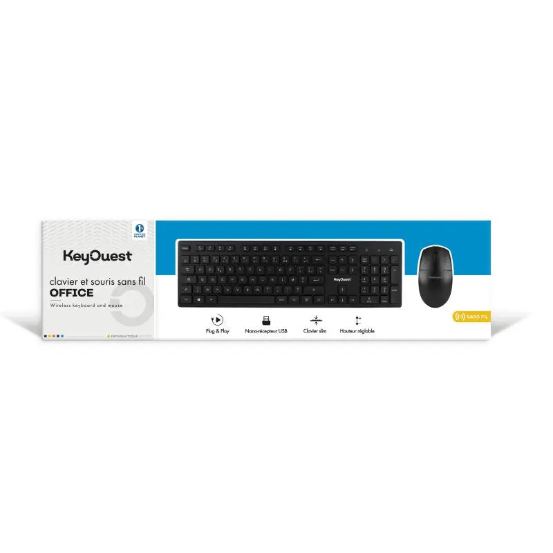 Key Ouest Clavier + Souris Sans Fil Office Noir