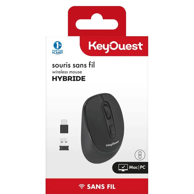 Key Ouest Souris Sans Fil Hybride Noir