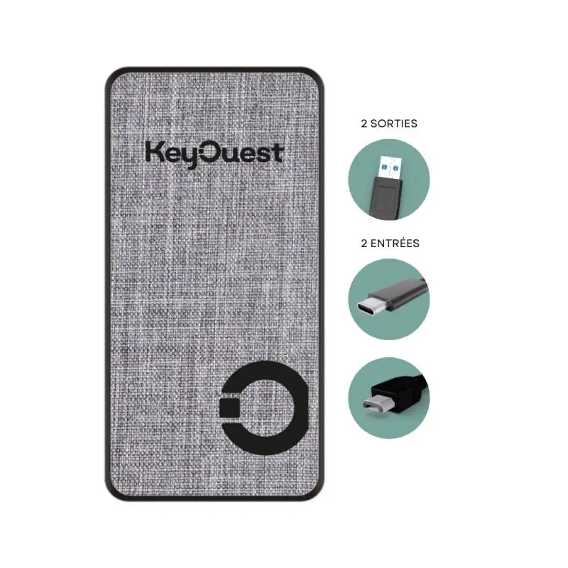 Power Bank eKOgreen recyclé 10 000 mAh - Gris