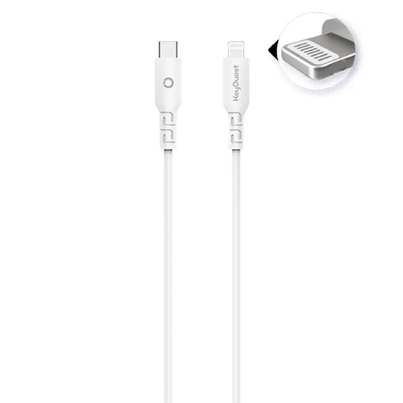 Câble eKOgreen recyclé USB-C/Lightning 2.4A - 3m - Blanc