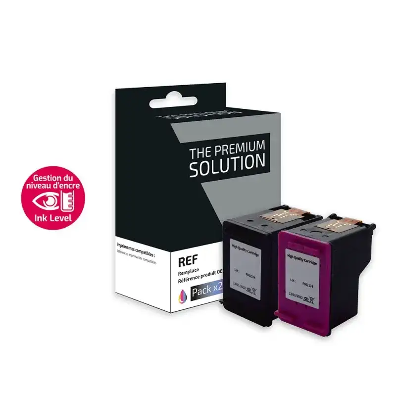 HP 62XL Cartouche Pack 4 Couleurs remanufacturé équivalent à C2P05AE, C2P07AE avec niveau d encre