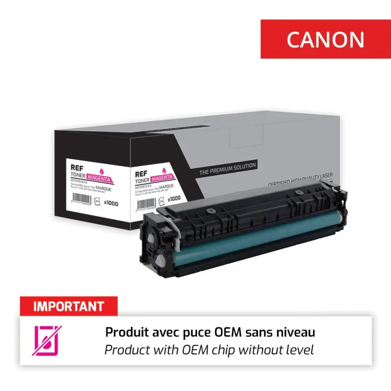 Canon 055H Toner Magenta remanufacturé puce OEM équivalent à 3018C002