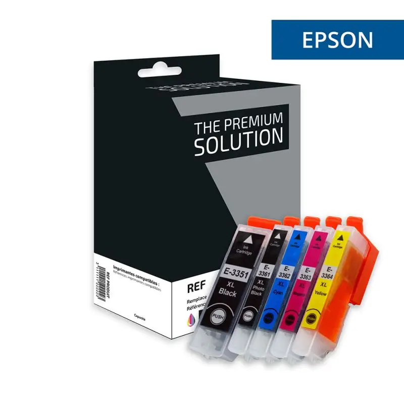 Epson 33XL Orange Cartouche Pack 5 Couleurs compatible équivalent à C13T33574012