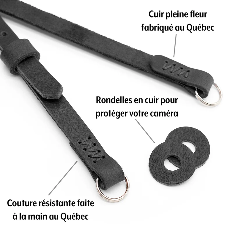 Courroie F5.6 Mark II 43po à 53po (Cuir Noir)
