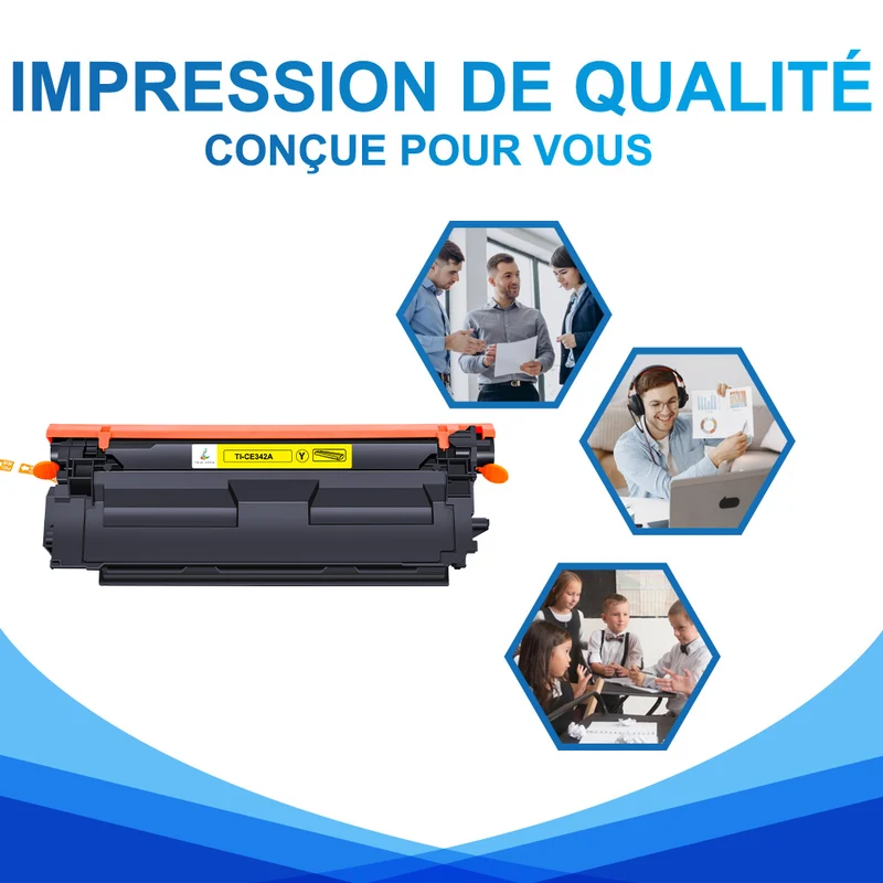 HP 651A CE342A Toner Compatible Jaune
