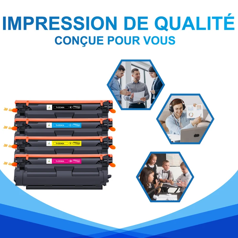 Pack 4 couleurs HP 651A Toners Compatibles | CE340A CE341A CE342A CE343A