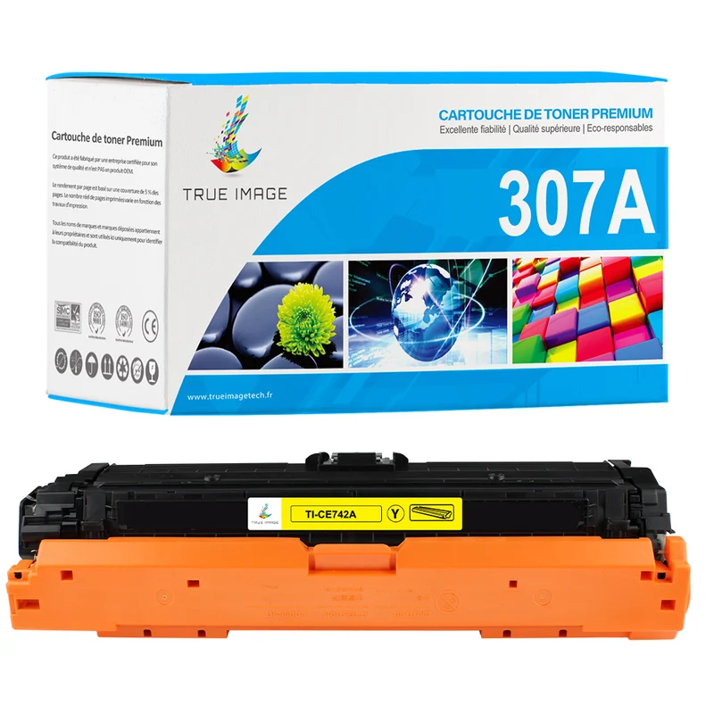 HP 307A CE742A Toner Compatible Jaune
