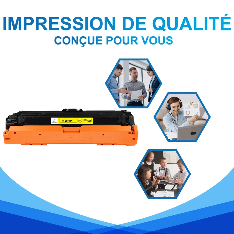 HP 307A CE742A Toner Compatible Jaune